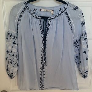 Chelsea & Violet Light Blue Blouse with Embroidery